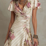 Charleigh | Vintage Floral Satin Midi Dress