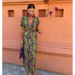 Lucinda - Boho V-Neck Floral Pleated Dress