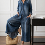 Evelyn | Button Denim Jumpsuit