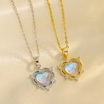 Dainty Iridescent Heart Halo Necklace