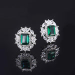 Emerald Crystal Silver Earrings