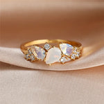 Elegant Gold Moonstone Cluster Ring