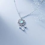 Silver Moonstone Dreamcatcher Pendant Necklace