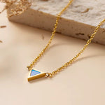 Dainty Gold Triangle Opal Necklace