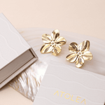 Bold Hibiscus Gold Earrings