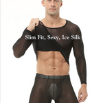Men's Ultra-Thin Ice Silk Sheer Sensual Seamless Activewear Tops & Tights