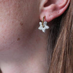 Toned Pave Star Hoop Earrings