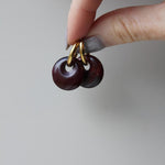 Round Stone Hoop Earrings