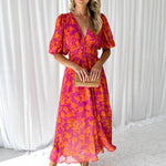 Shawna | Modern Floral Midi Dress