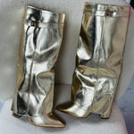 SERAPHINA™ - Gold Leather Boots