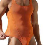 Men's Sexy Mesh Wrestling Singlet Bodysuit