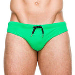 Men's Solid Swimming Briefs Drawstring Bikini
