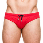 Men's Solid Swimming Briefs Drawstring Bikini