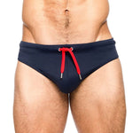 Men's Solid Swimming Briefs Drawstring Bikini