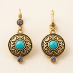 Vintage Crystal Medallion Drop Earrings