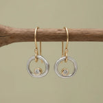 Vintage Gold and Silver Earrings with Cubic Zirconia