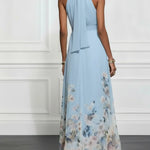 Penelope | Blue Floral Chiffon Halter Maxi Dress