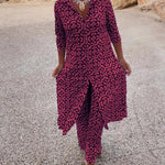 Sara | Bohemian Geometric Print Tunic and Wide-Leg Pants Set
