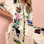 Starla | Resort Vibes Satin Unique Print Shirt & Trousers Set Fit