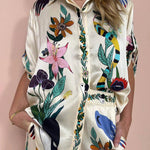 Starla | Resort Vibes Satin Unique Print Shirt & Trousers Set Fit