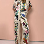 Starla | Resort Vibes Satin Unique Print Shirt & Trousers Set Fit