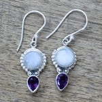 Antique Moonstone Purple Crystal Dangles