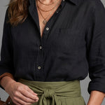 Greer | Two Piece Set Black Blouse Olive Green Midi Skirt