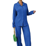 CLEO™ – Chic Collared Long Sleeve and Wide-Leg Pant Set