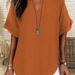 GENNEVA™ – Casual Plain Short Sleeve Blouse