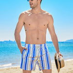 Men's Drawstring Leisure Striped Swim Shorts