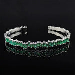 Modern Emerald Zigzag Bangle Bracelet