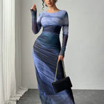 Tatiana | Printed Long-Sleeve Bodycon Maxi