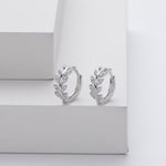 Silver Leaf Hoop Earrings