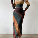 Tatiana | Printed Long-Sleeve Bodycon Maxi