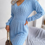 LIRAEL™ - Chic V-Neck Long Sleeve Mini Dress