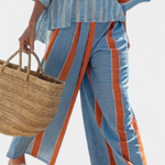 Kacie | Sophisticated Terracotta Striped Top & Linen Pants