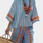 Kacie | Sophisticated Terracotta Striped Top & Linen Pants