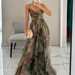 Karen | Painted Floral Print V-Neck Maxi Dress