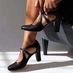 Elegant Leather Comfort Heels