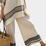 Harlowe | Elegant Black-Striped Linen Top & Flowing Pants