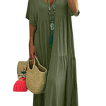 LINNEA™ – Soft Ruffle V-Neck Maxi Dress