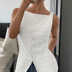 QUEENIE™ - Classy Button Front Sleeveless Outerwear Vest