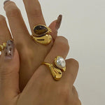 Maria Dazzling Pearl Sculpted Gold ring