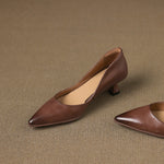 Calenne Leather Kitten Heels