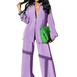 CLEO™ – Chic Collared Long Sleeve and Wide-Leg Pant Set