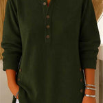 Avenelle- Casual Ribbed Long Sleeve Henley Top