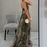 Sydnee | Painted Floral Print V-Neck Maxi Dress