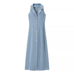 INOCENCIA™ – Classic Buttoned Down Deep V-Neck Maxi Dress
