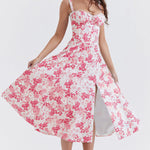 OPRAH™ - Casual Lace-Up Square Neck Midi Dress