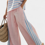 Annika | Elegant Pink-Blue Linen Blouse & Soft Pants